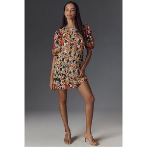 BNWT Farm Rio x Anthropologie Puff-Sleeve Fitted Mini Dress size large